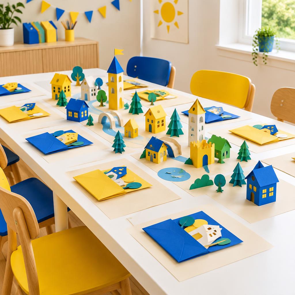 Concept render of a build a little world party table